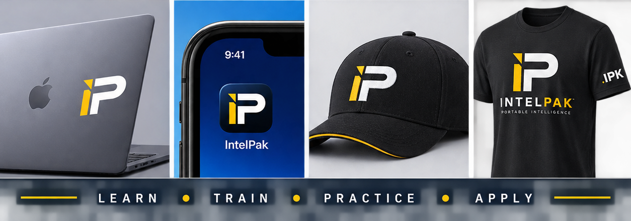 IntelPak brand applications across laptop, mobile, cap and apparel